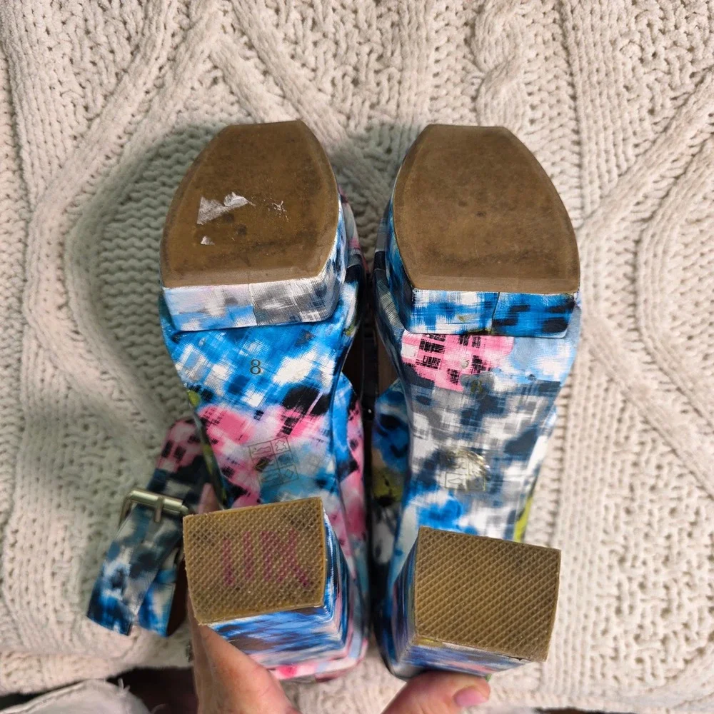 Jeffrey‎ Campbell Ibiza Platform WILD Heels Blue Pink Abstract Women 8 Excellent